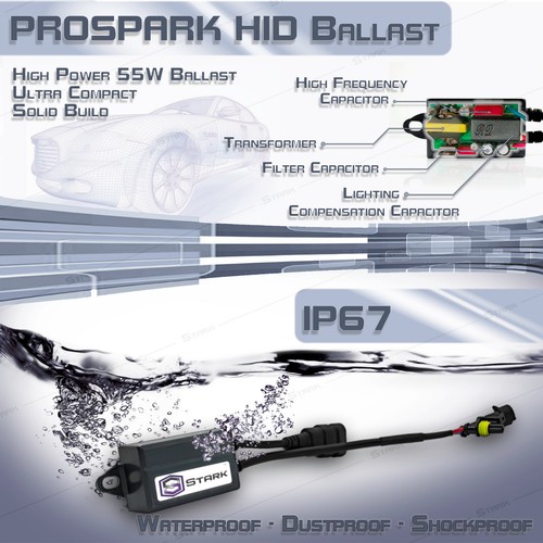 Stark 55W Micro HID Cabezal Luz Delgado Xenón Kit - H1 5K 5000K Blanco - Imagen 2 de 3