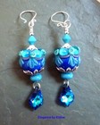 Turquoise Blue Earrings Artisan made Lampwork Bead Sterling Silver Crystals OOAK — photo 2