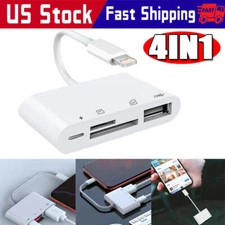 For iPhone iPod iPad IOS 12 Portable 4 in 1 USB SD TF Card Reader Camera Adapter