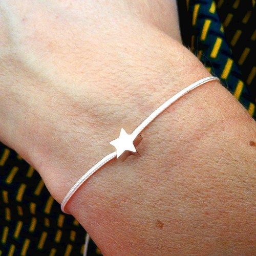 Bracciale donna cordino con stella in Oro rosa 18k, corda nautica regolabile - Foto 6 di 10