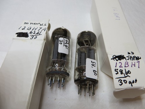 Radio tubes two 12BH7 One US no name One Japan, test strong results - 第 1/2 張圖片