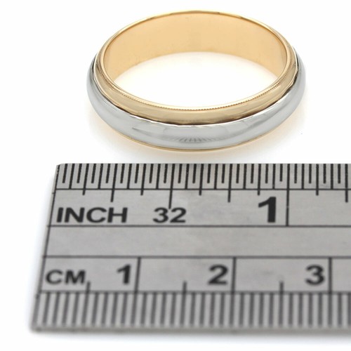 Gentlemans 5.8mm Milgrain Edge Band/ Ring in 14K Yellow/ White Gold - 第 3/4 張圖片