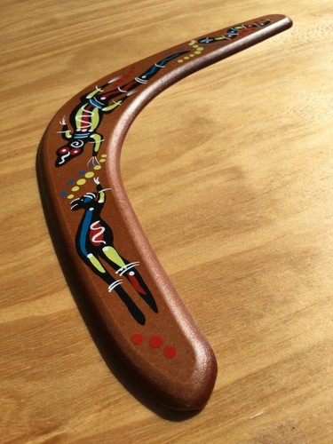 Australian Made Carded 12" Decorated Wood Throwing Boomerang - Lizard Design - Picture 4 of 5