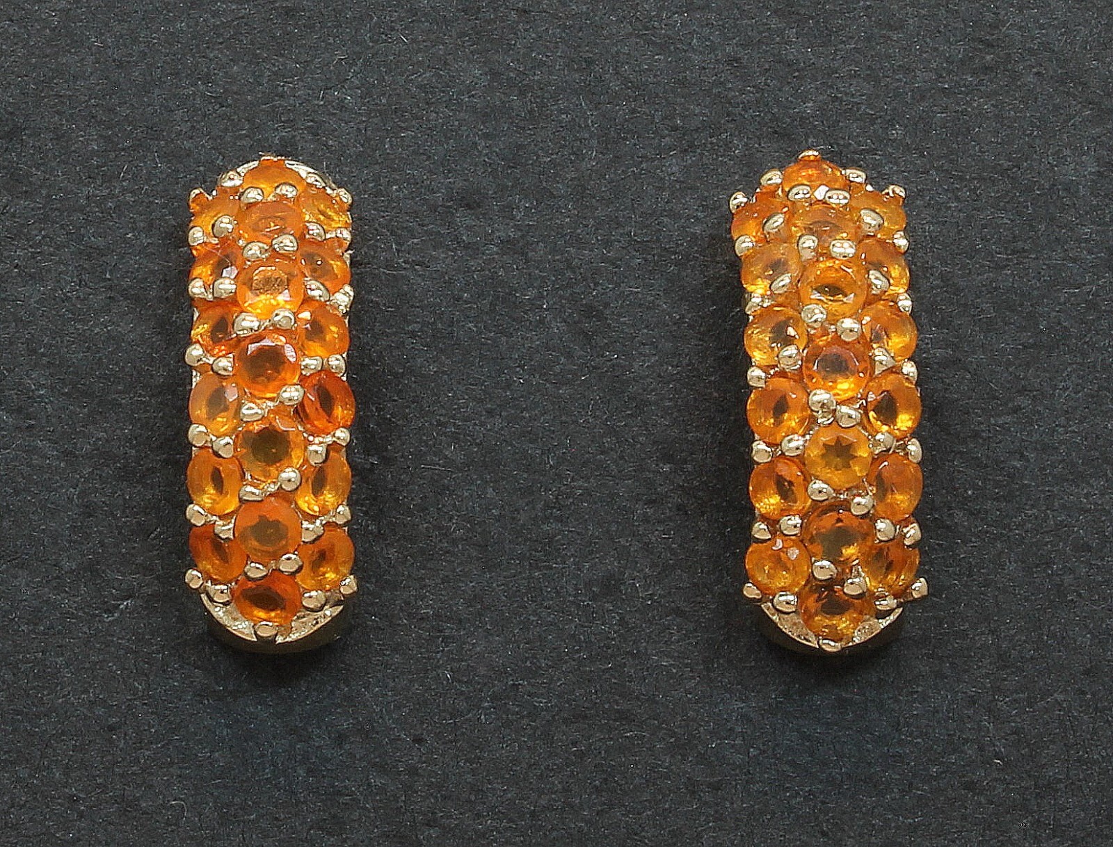 9 Carat Yellow Gold Fire Opal Cuff Earrings Butterfly Fasteners (80.23.042) - Picture 2 of 5