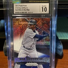 2015 Panini Prizm 154 Ken Griffey Jr. Red White & Blue Mojo CSG 10 Gem Mint