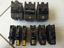 Lot of 9 Federal Pacific FPE Stab-Lok Breaker 2 pole and one pole 40a x3 20a x6