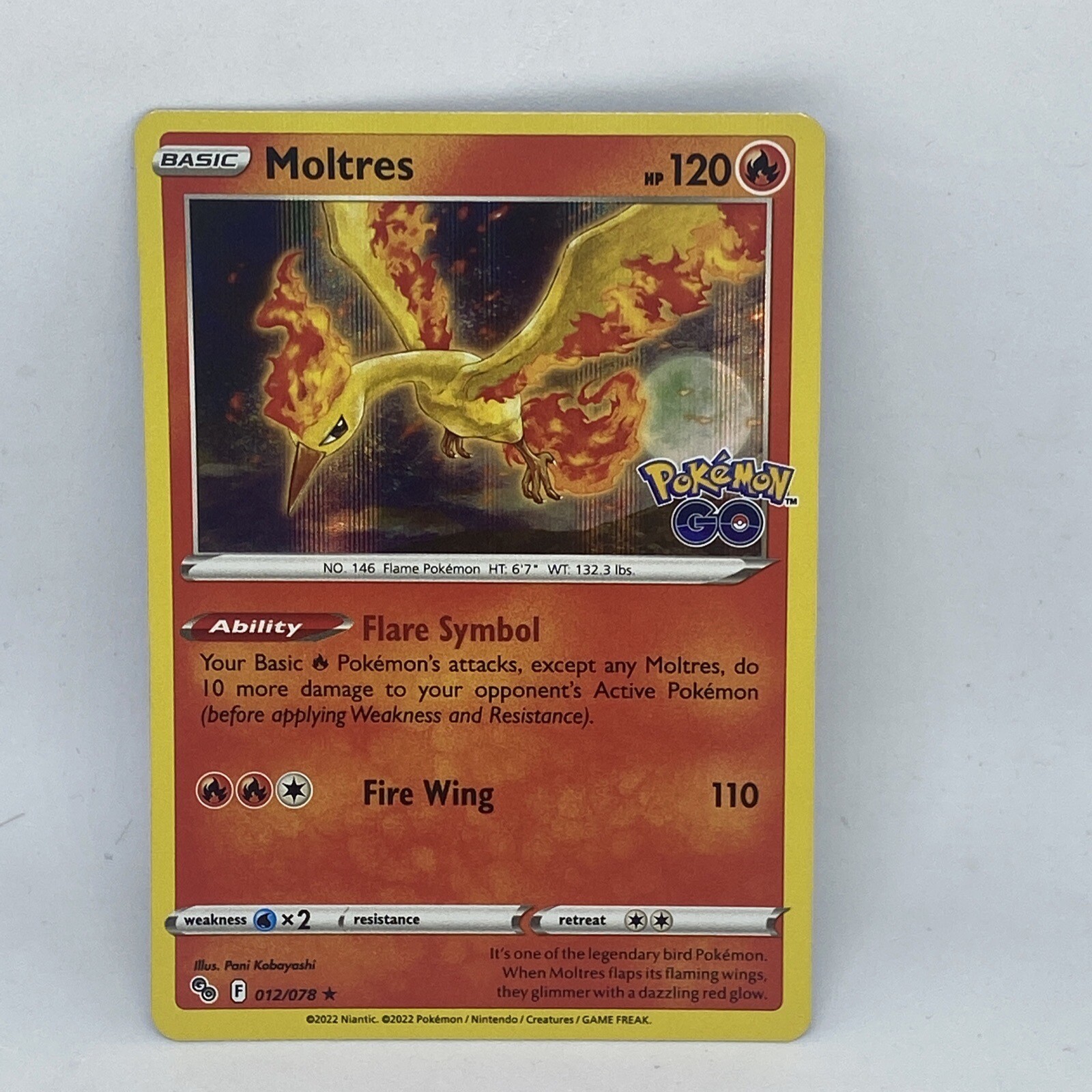 Moltres 012/078 - Pokemon GO - Holo Rare Pokemon Card - Near Mint (NM)
