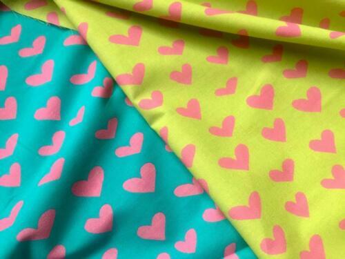 Vestido con material de popelina 100 % algodón estampado CORAZÓN, ropa de cama 55"" verde lima rosa - Imagen 6 de 6