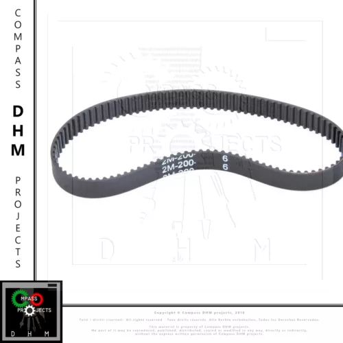 Cinghia di distribuzione sincrona GT2 passo 2mm H6 mm 100 denti 200 mm neoprene