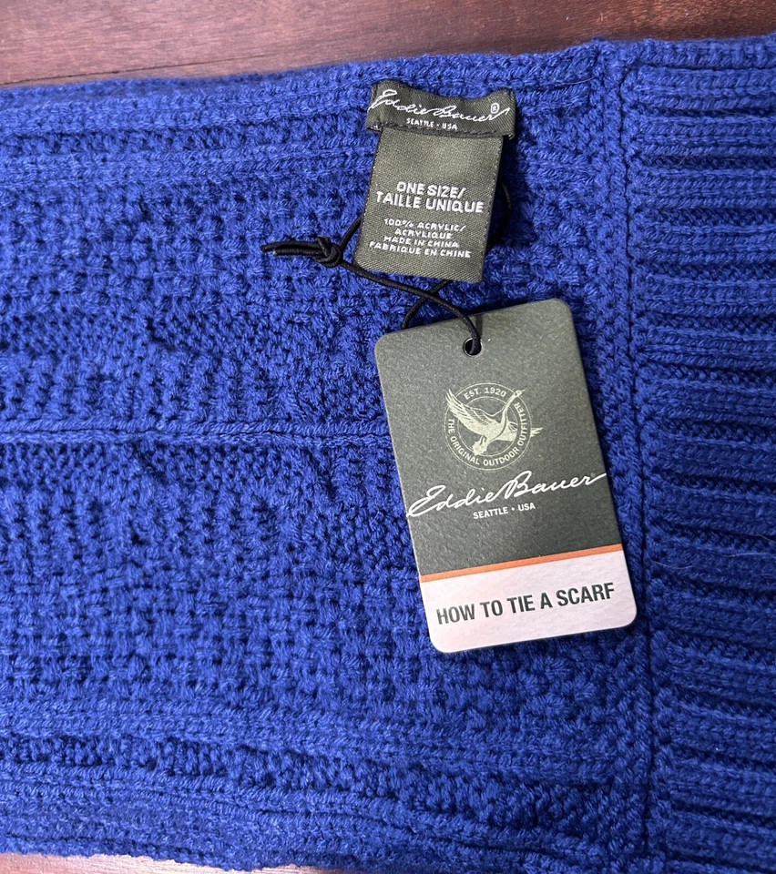 Bufanda tejida Eddie Bauer para clima frío azul 8"X 80" nueva con etiquetas (T7) Foto 2 de 4
