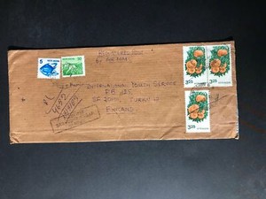 India Registered Cover to Finland City Cancel 1980s-1990s Cover #257