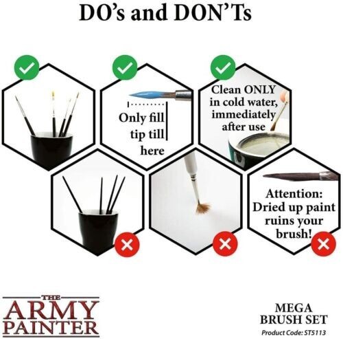 Army Painter Wargames Mega Brush Set Acrylic Paint Brush Set Miniature Painting - Picture 5 of 7
