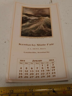 Vintage 1914 Louisville Kentucky State Fair Month Calendar
