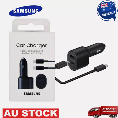 For Samsung 60W Super Fast Charging Dual Car Charger (45W+15W) 2 Port USB-C New