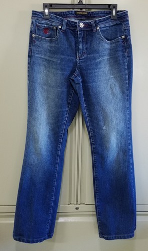 Roca Wear Size 9 Jeans Flare Leg Distressed  32" x 30" Stretch - Picture 1 of 5