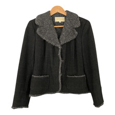 Ronit Zilkha 100% Wool Jacket Dark Grey Check Uk Size 10