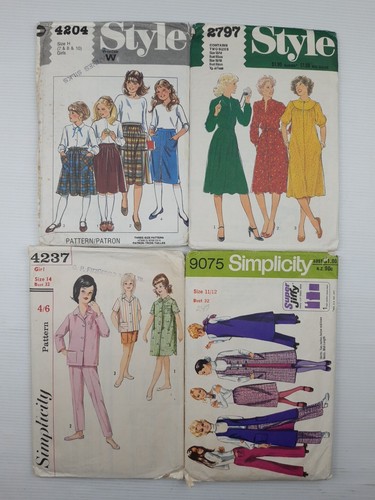 7 Vintage Teen Pattern 1970s 1960s Bundle Size 7-14 Dress Skirt Simplicity Style - Picture 3 of 6
