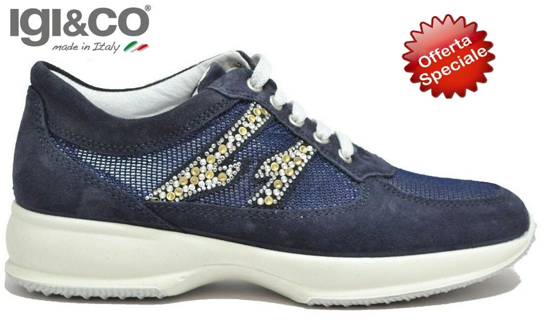 IGI CO SCARPE DONNA SNEAKER RETE BLU PLANTARE ESTRAIBILE 77670