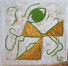 ORIGINAL OIL PAINTING 10x10 Inch On Tile And Wood Unique