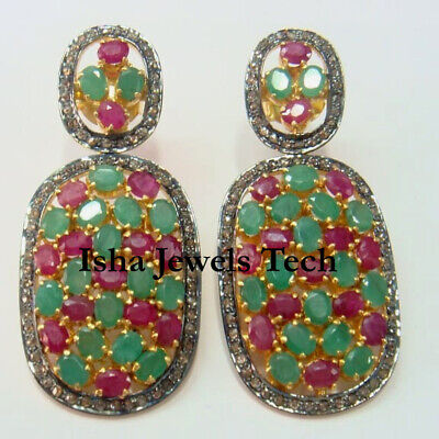 Natural Rosecut Diamond 18k Gold Earrings Jewelry