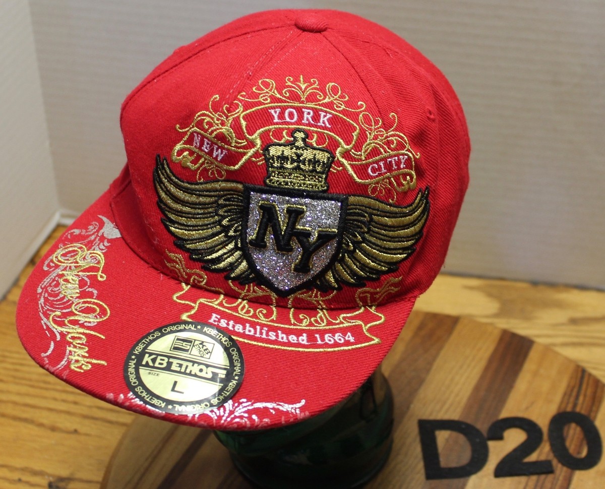 KETHOS & B NEW YORK CITY HAT RED WITH BLING SIZE LARGE VERY GOOD