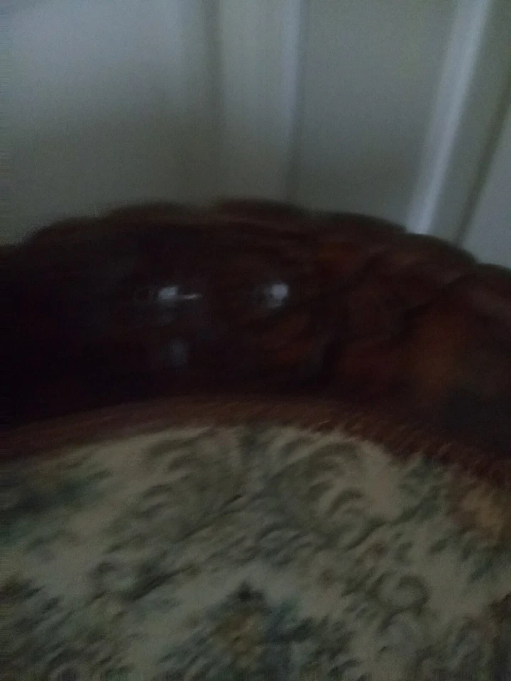 Antiga cadeira de balanço dobrável de madeira tapeçaria século XX vintage bebê balancim - Imagem 3 de 4