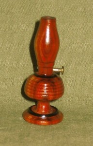 1940's HAND TURNED WOOD MINIATURE KEROSENE LAMP MARKED WITH LOCAL & DATE   (U)