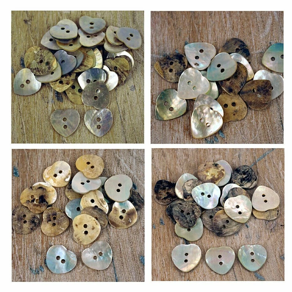 BSB Heart buttons Mother of Pearl Ivory Neutral 12 - 18 mm Craft Scrapbook B30 x 10