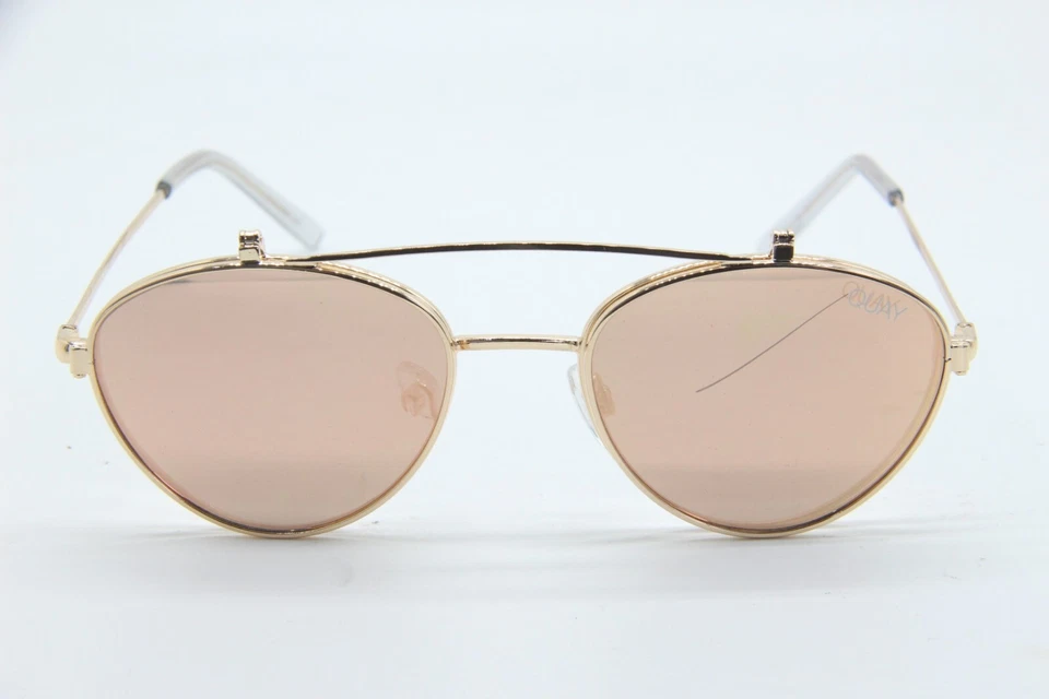 QUAY AUSTRALIA QUAY ELLE 111 CAT3 GOLD MIRROR AUTHENTIC CLIP ON SUNGLASSES 52-18 - Image 2 of 4