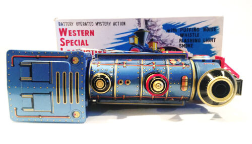 VINTAGE BATTERIEBETRIEBENER MYSTERY ACTION WESTERN SONDERLOK ZINNZUG - Bild 8 von 12