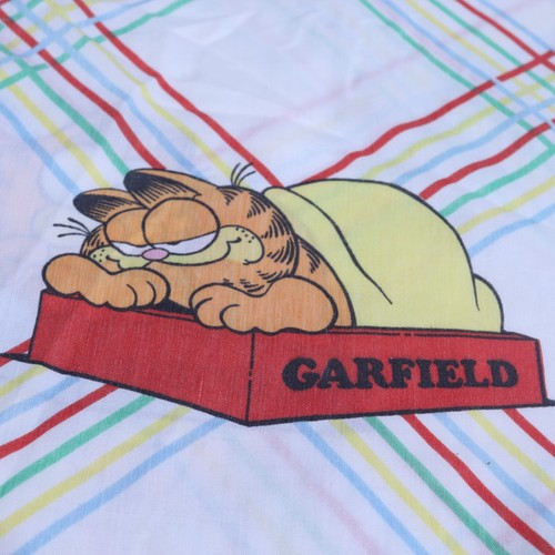 Funda de almohada vintage 1978 Jim Davis Garfield estándar 20x30 y sábana plana completa - Imagen 14 de 16