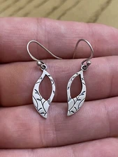 Vintage Signed Boma Designer Sterling Silver 925 Dangle Earrings Leaf Design