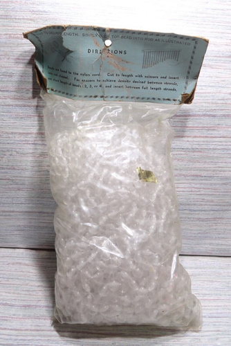 Vtg. 70's Beaded Pre-strung Plastic Beaded 50 Ft. Curtain Clear Honk Kong NO ROD