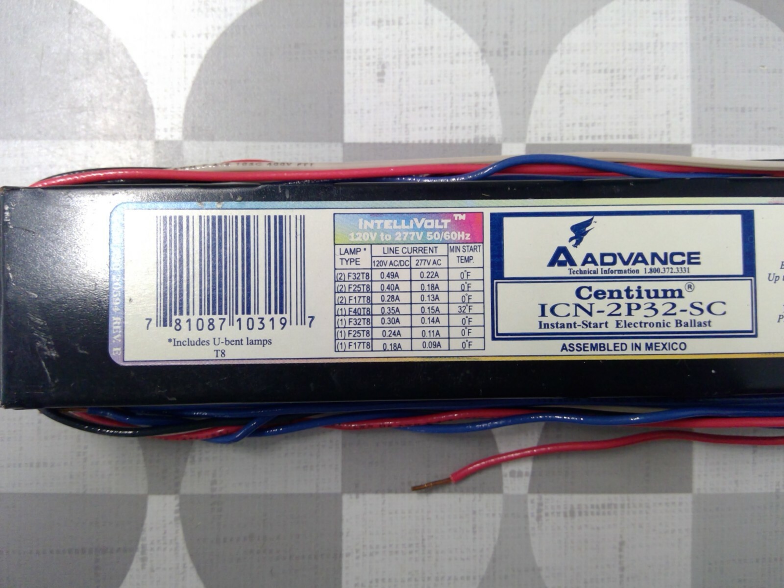 Advance ICN2P32SC 2 T8 InstantStart Electronic Ballast **Free