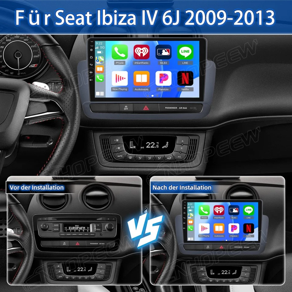 4+64GB Android 15 Autoradio Carplay GPS Navi Wifi Für Seat Ibiza IV 6J 2009-2013 - Bild 3 von 4