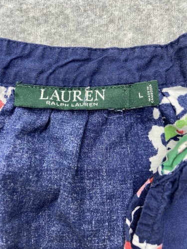 Lauren Ralph Lauren Dress Womens Large Navy Paisley Cotton Casual Lightweight - Picture 6 of 11