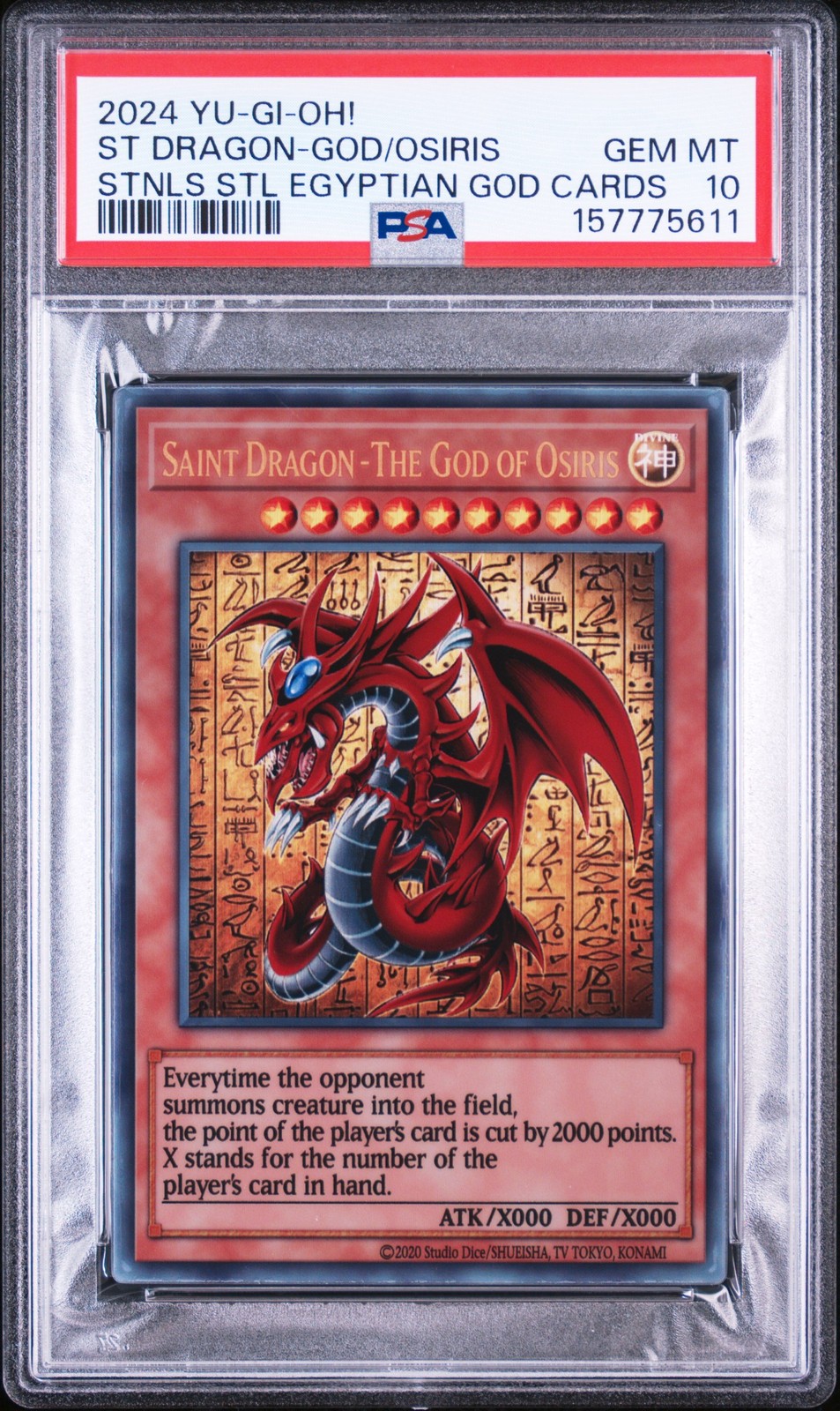 2024 YU-GI-OPH! EGYPTIAN GOD CARDS SAINT DRAGON-THE GOD OF OSIRIS PSA 10 view 1