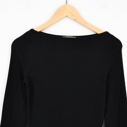 NWT Madewell Ribbed Long-Sleeve Boatneck Top Jet Black Size Small - Picture 6 of 11
