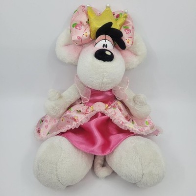 Diddlina Mouse Plush with Pink Rose Dress & Bow Depesche Germany Vintage
