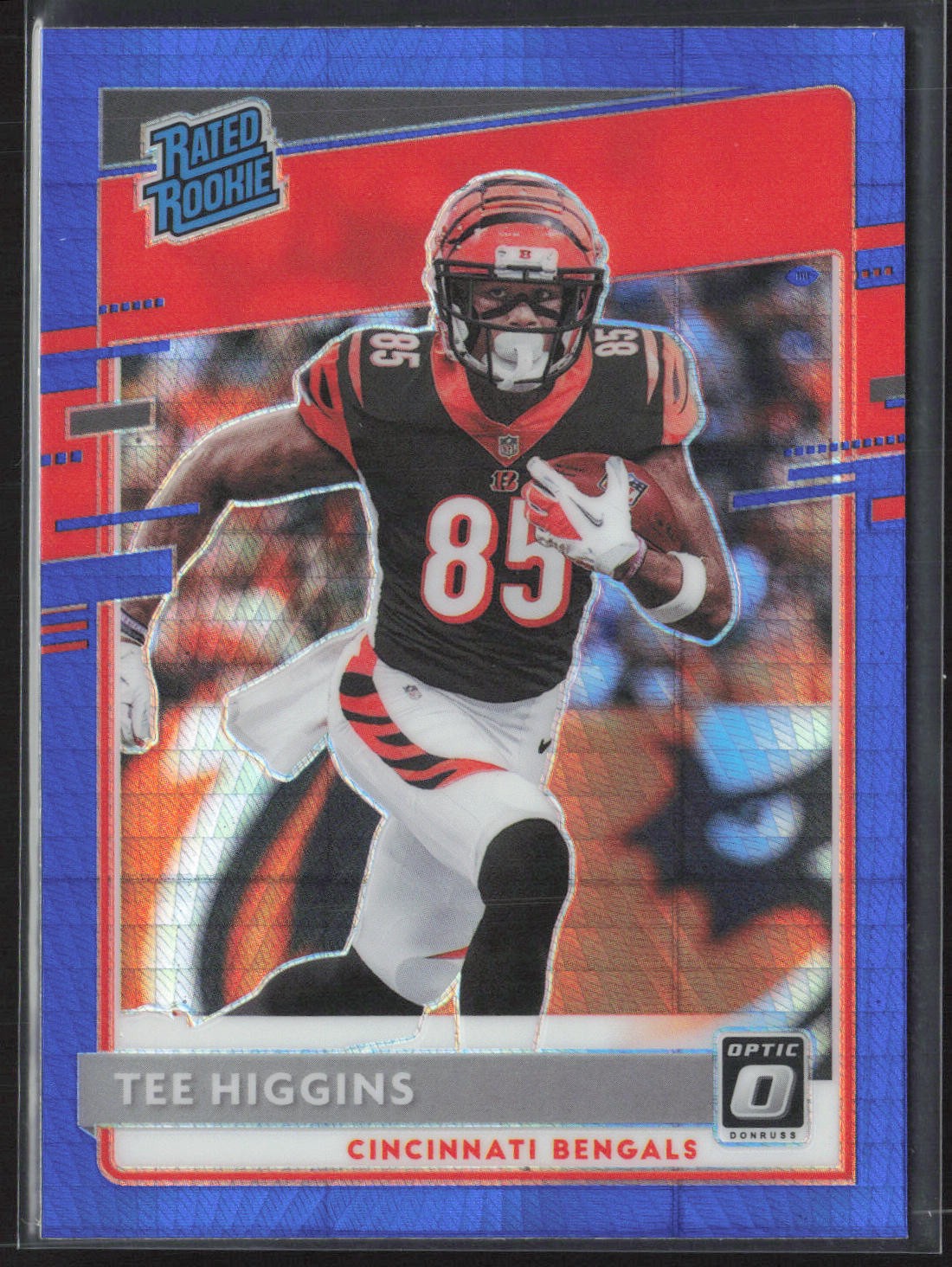 2020 Donruss Optic #160 Tee Higgins Blue Hyper Rated Rookie RC Bengals