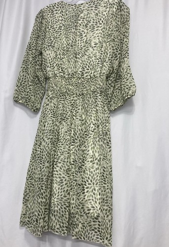 Kate and Lily Dress Green Print V Neck 3/4 Sleeves Sheer Lined Size 6 - Picture 3 of 6