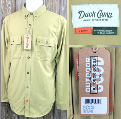 Duck Camp Field Shirt Mens XL Button Down Outdoors Casual Work Long Sleeve Wheat