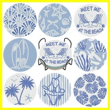 8Pcs Beach Diamond Art Coasters Kits, Summer Diamond Painting Coasters Kits