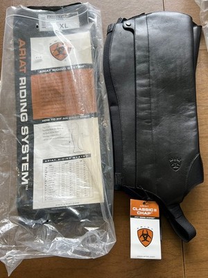 Ariat Classic Chap II Black English Leather Half Chaps Size X-Large NOS