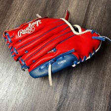 Rawlings Youth Baseball Glove Red Blue PL90SN Kids Performance Designed, REG