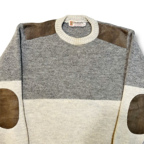 Glenhusky of Scotland Wool Knit Cream & Grey Sweater Size Medium - Picture 4 of 7