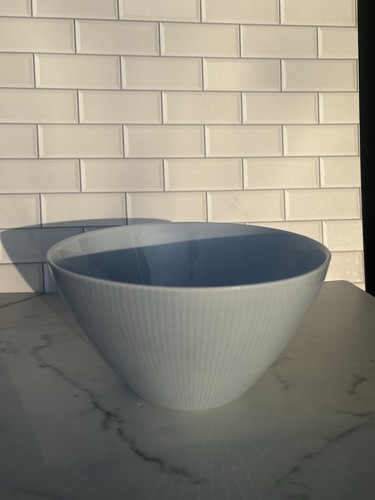 Crate And Barrel 8” Light Blue Horizon Serving Pasta Soup Bowl Sri Lanka Lines - Picture 2 of 10