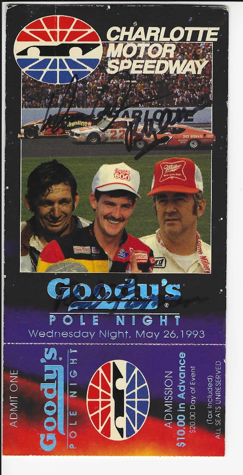 Ingresso de corrida assinado Bobby Allison, Donny Allison e Red Farmer NASCAR! Autógrafo - Imagem 2 de 4