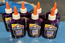 7 x klej szkolny Elmers 4 uncje „Goes On Purple Dries Clear” zmywalny bezpieczny nietoksyczny