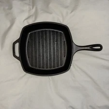 CAST IRON GRILL PAN Lodge Steak Bacon Grilling Square Skillet 10.5" Griddle 8SGP
